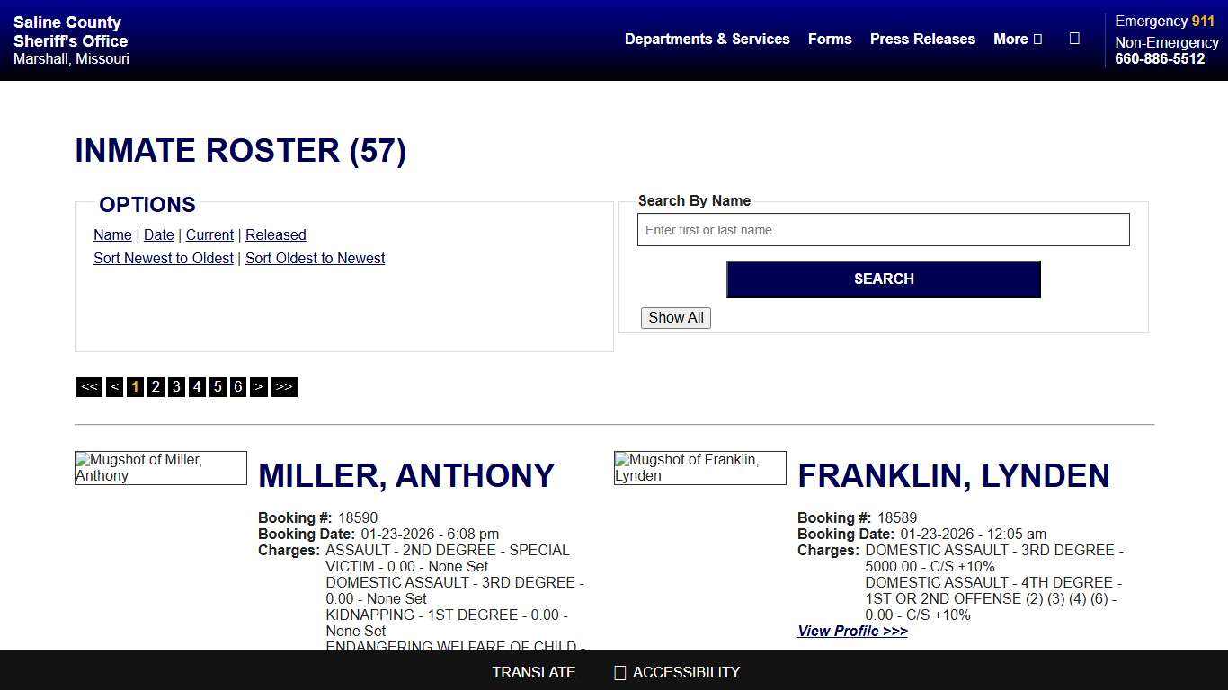 Inmate Roster - Current Inmates Booking Date Descending - Saline County Sheriff MO